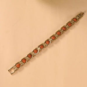 Gold Plated Rudraksha Bracelet — natural Rudraksha beads in gold plated chain — World of Oorja