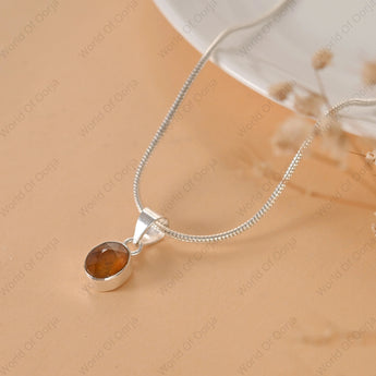 Elegant Yellow Sapphire (Pukhraj) pendant with waterproof, rust-proof chain