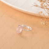 Rose Quartz ring with soft pink gemstone and silver band
