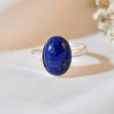 Natural Lapis lazuli ring adjustable silver ring