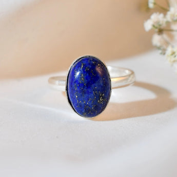 Natural Lapis lazuli ring adjustable silver ring