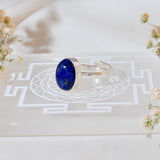 Natural Lapis lazuli ring adjustable silver ring