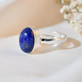 Natural Lapis lazuli ring adjustable silver ring
