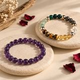 Dhan Yog wealth bracelet paired with an Amethyst bracelet – World of Oorja