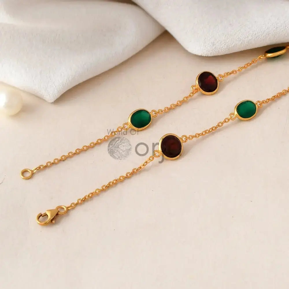 Garnet and Green Onyx Necklace - WorldOfOorja