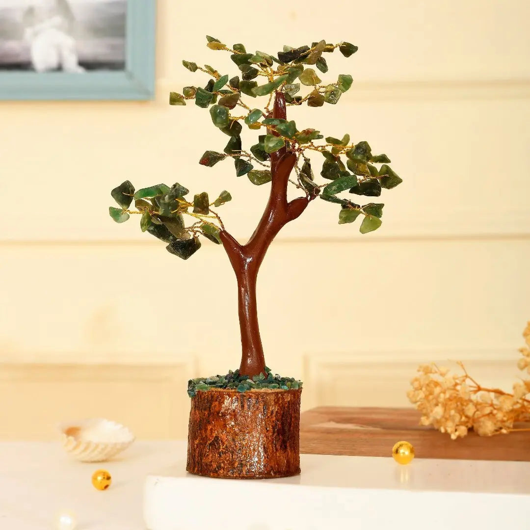 Green Jade gemstone tree - WorldOfOorja