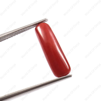 Natural Red Coral Moonga gemstone 4.58 Carat 5.02 Ratti Oval Cut by World of Oorja