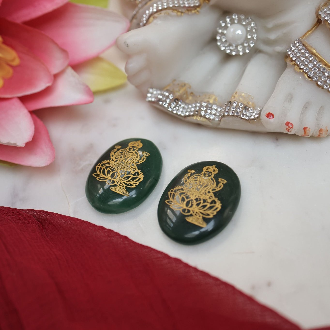 Lakshmi Ji and Shri Yantra Jade Coin