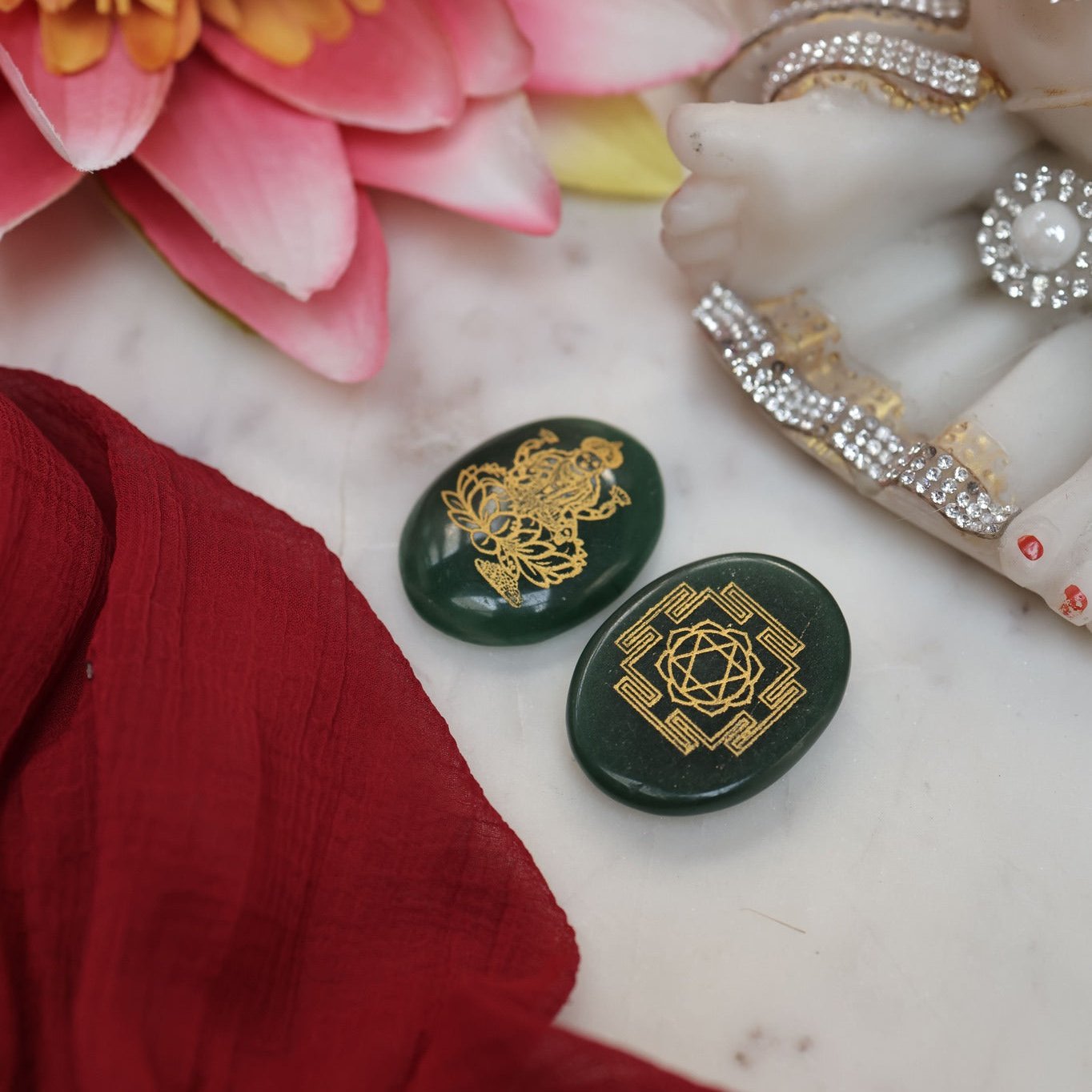 Lakshmi Ji and Shri Yantra Jade Coin