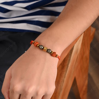 Sacred thread with Pyrite stones and rudraksha beads