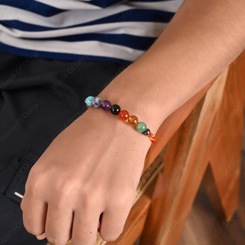 7 Chakra Energy Rakhi with Jade, Citrine, Carnelian, Black tourmaline, Amethyst,Sodalite, Turquoise 