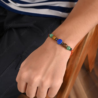 Crystal healing sacred thread – Jade, Lapis Lazuli, and Tiger Eye for protection and wellness