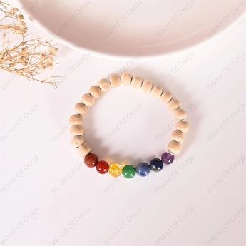 Tulsi Bead with 7 Chakra Bracelet- World Of Oorja