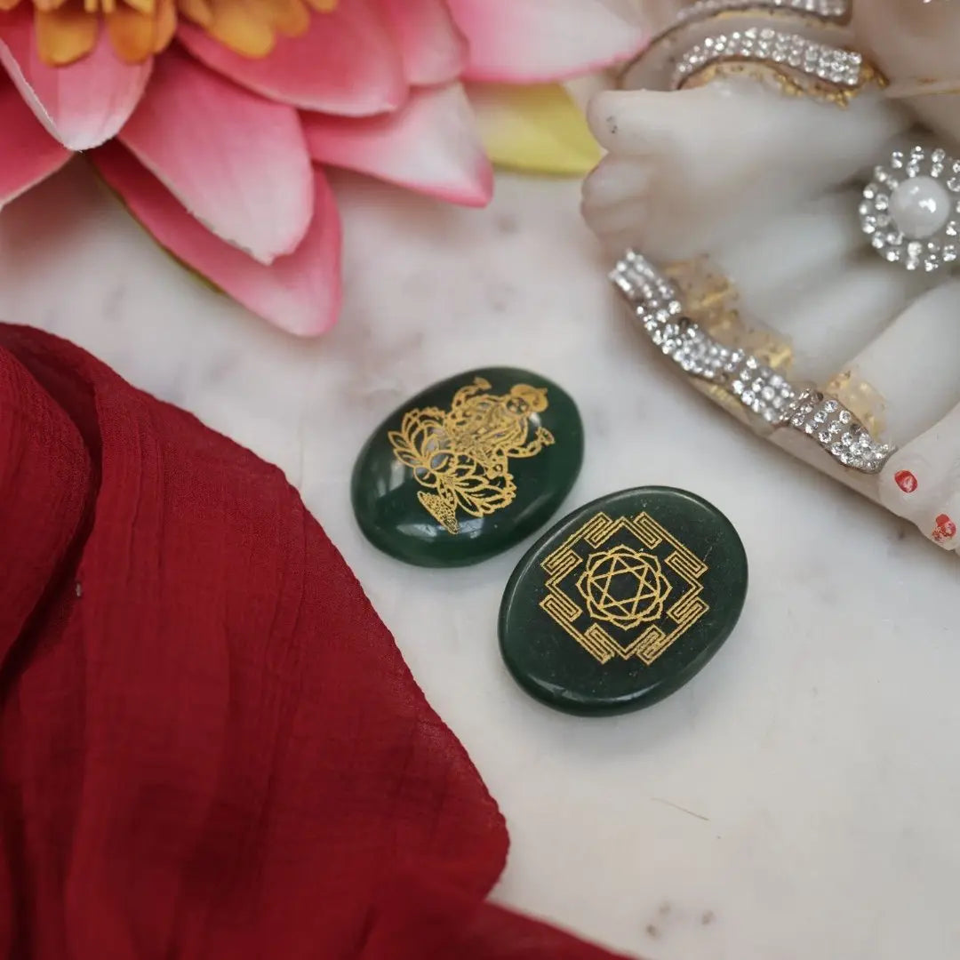 Lakshmi Ji and Shri Yantra Jade Coin - WorldOfOorja