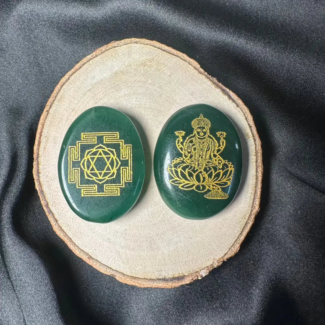 Lakshmi Ji and Shri Yantra Jade Coin - WorldOfOorja