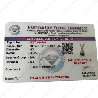 Natural Pyrite pendant Money attraction, Success, confidence and protection