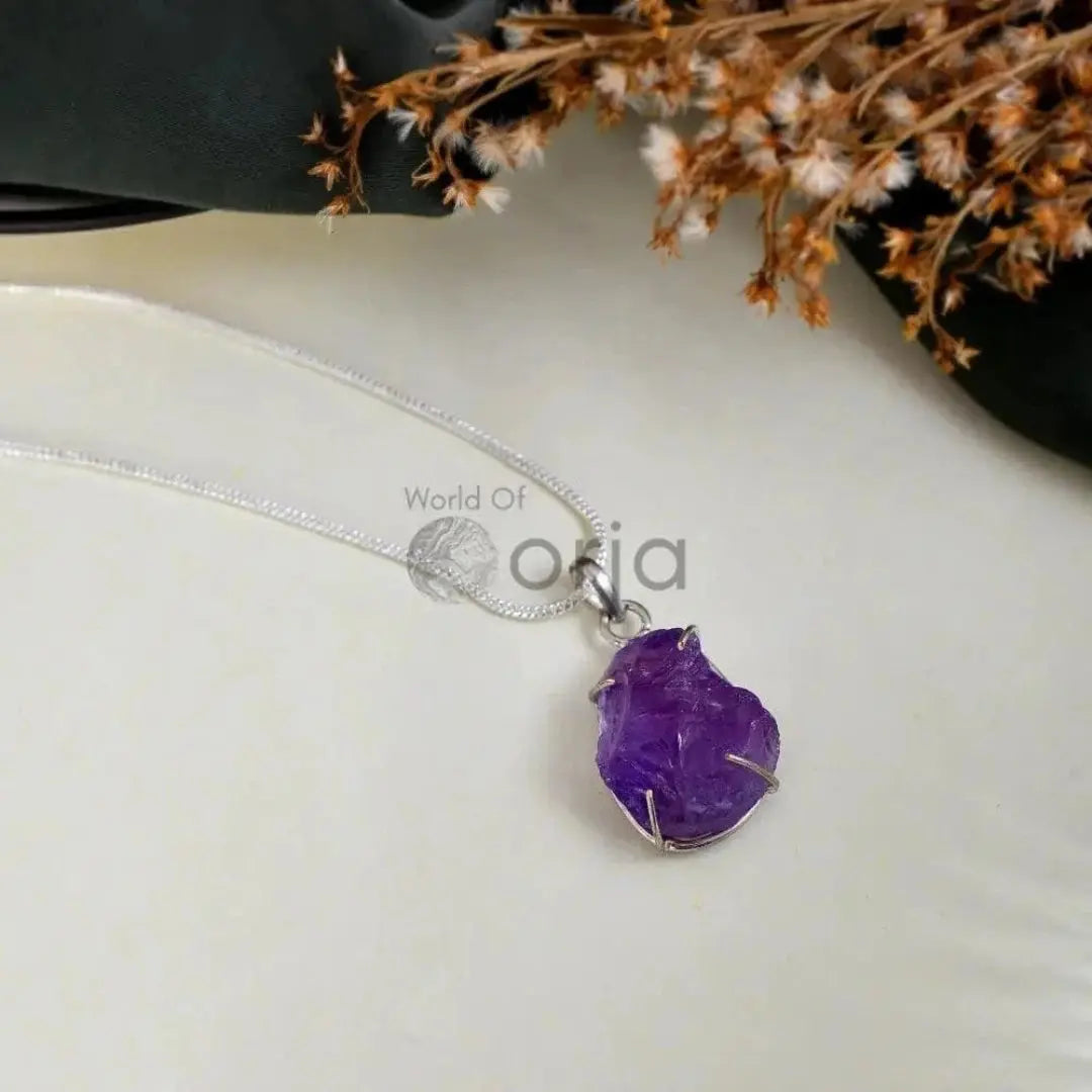 Raw Amethyst Pendant - WorldOfOorja