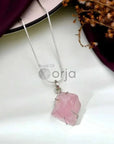 Raw Rose Quartz Pendant - WorldOfOorja