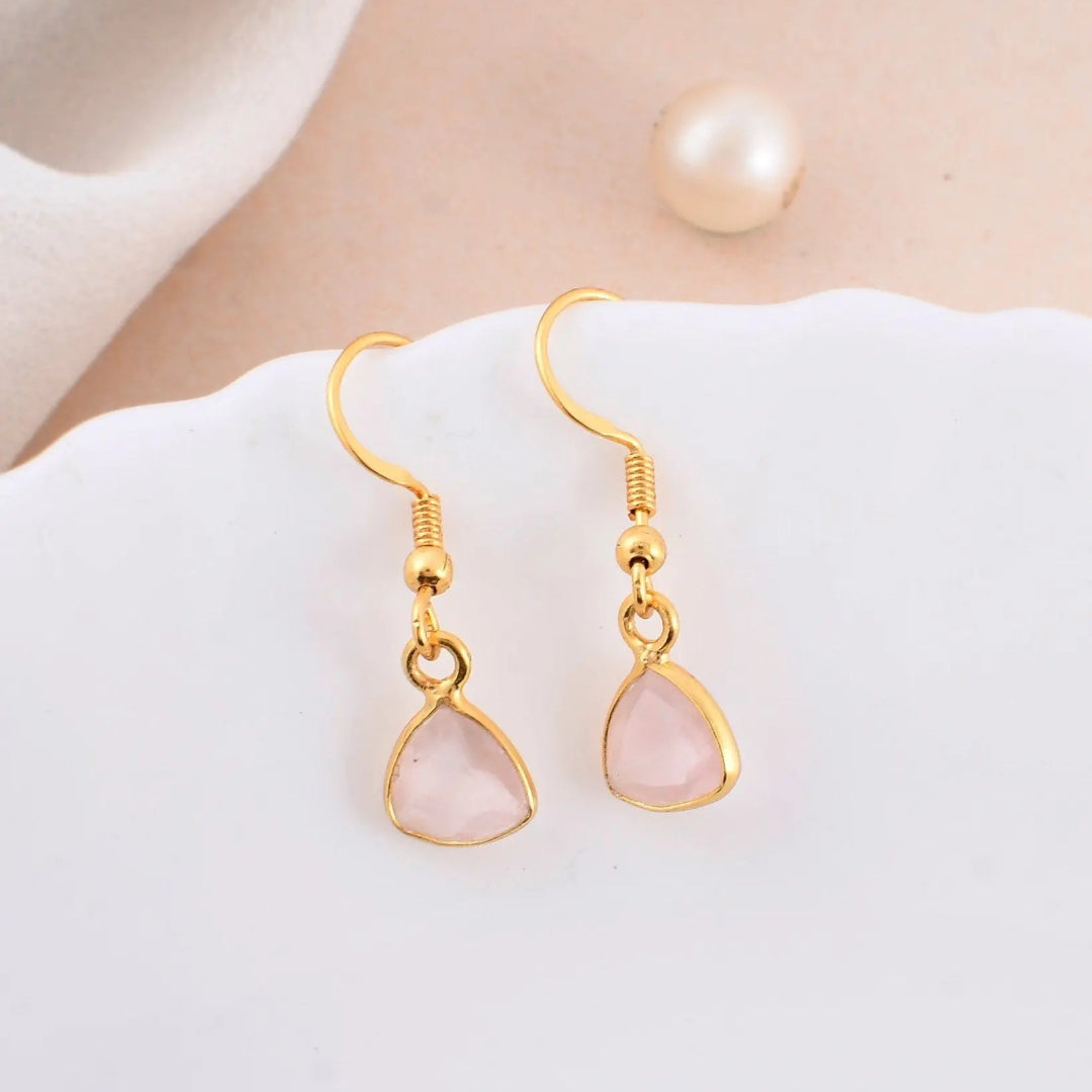 Rose Quartz Hanging Earring - WorldOfOorja