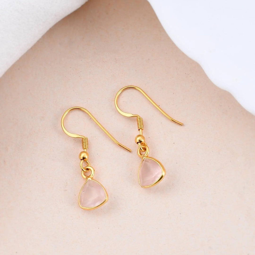 Rose Quartz Hanging Earring - WorldOfOorja