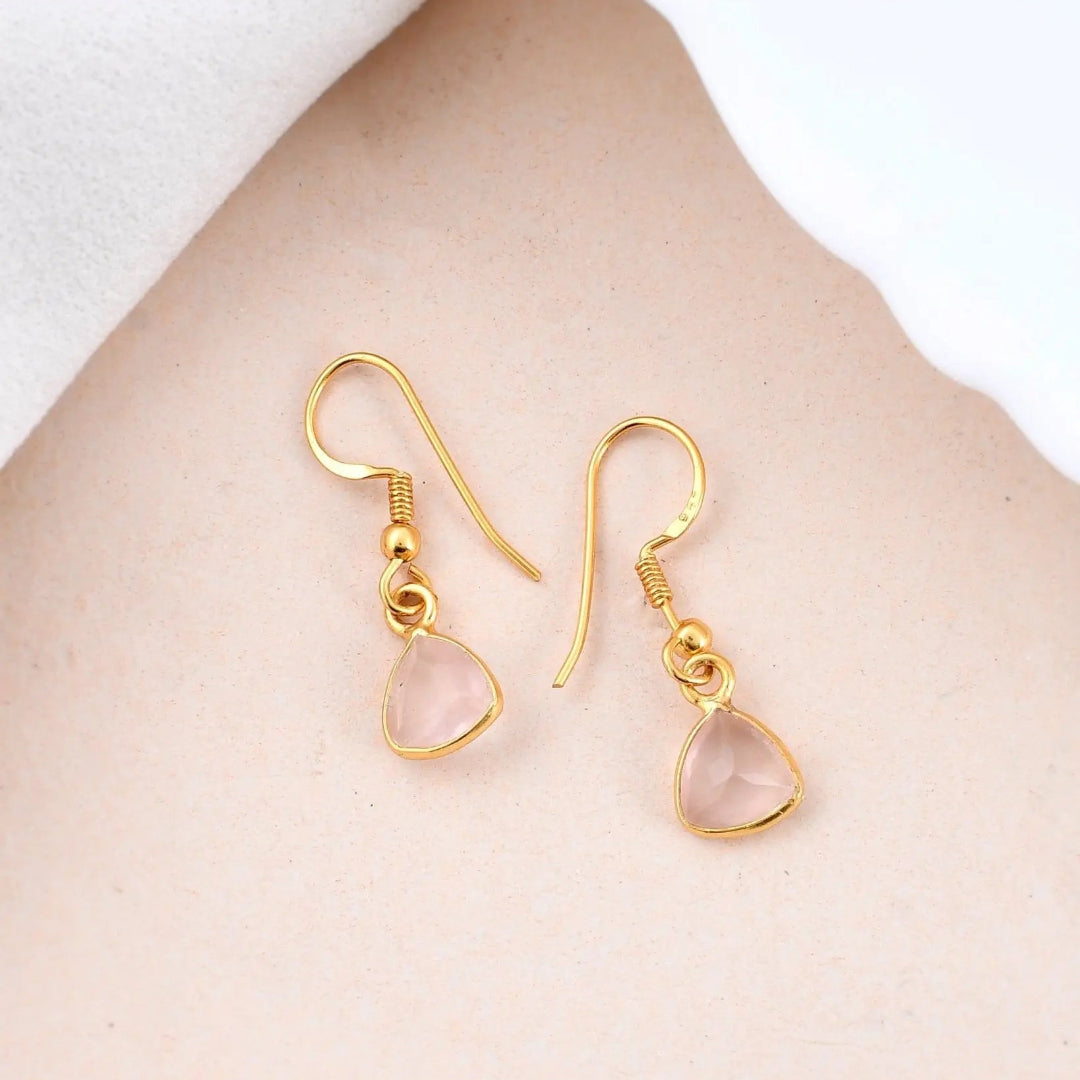 Rose Quartz Hanging Earring - WorldOfOorja