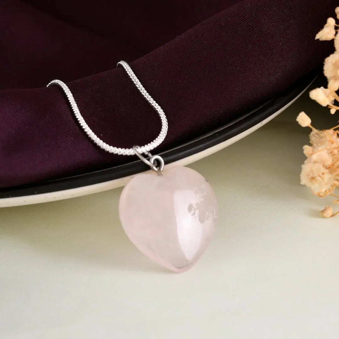 Rose Quartz Heart Pendant - WorldOfOorja