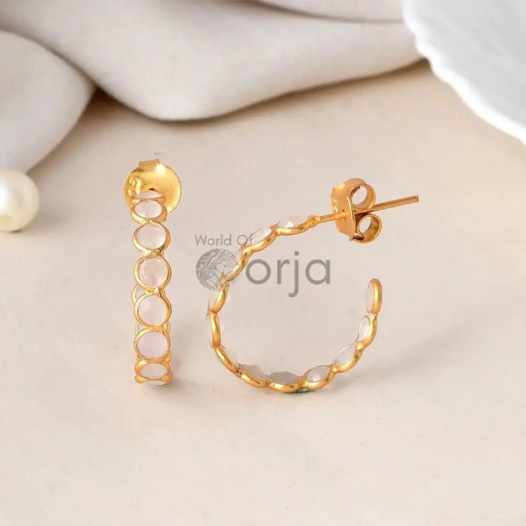 Rose Quartz Hoop Earring - WorldOfOorja