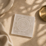 Selenite Charging Plate – Shree Yantra Engraved