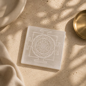 Selenite Charging Plate – Shree Yantra Engraved
