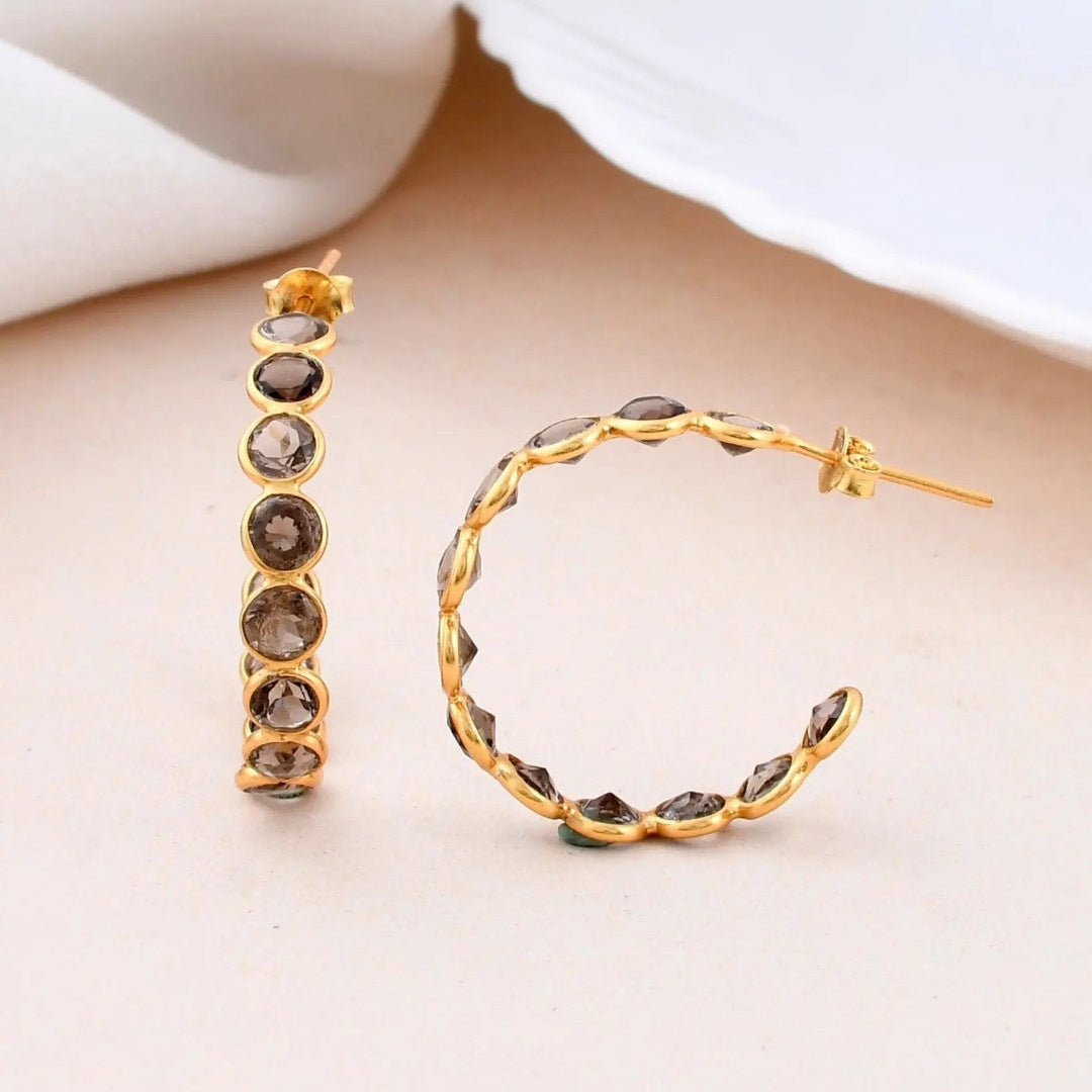 Smoky Quartz Hoop Earring - WorldOfOorja