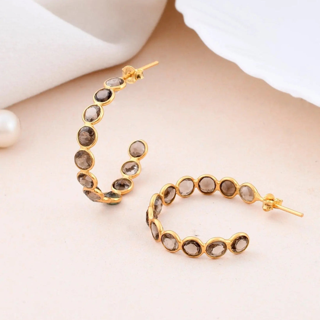 Smoky Quartz Hoop Earring - WorldOfOorja