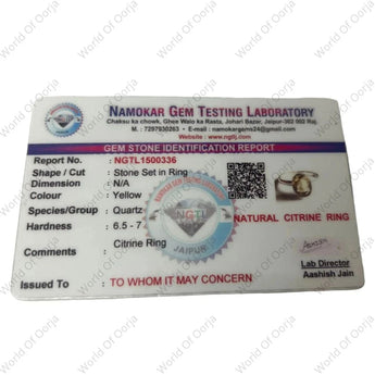 Certified Citrine ring with radiant shine and spiritual energy