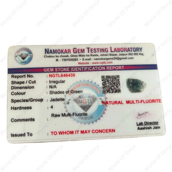 Raw Multiflourite Cluster lab certificate