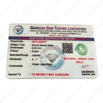 Authentic Green Jade Mala promoting peace and harmony