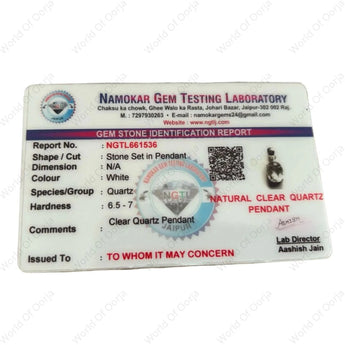 Certified Clear Quartz pendant