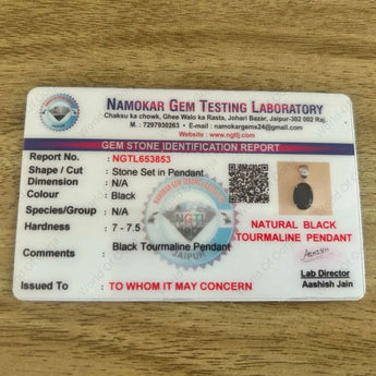 Black Tourmaline Pendant with lab certificate