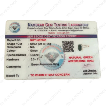 Lab tested Green Aventurine Ring