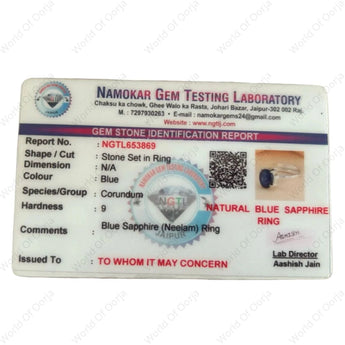 AAA Certified Blue Sapphire Ring (Nilam/Neelam Stone Silver Ring