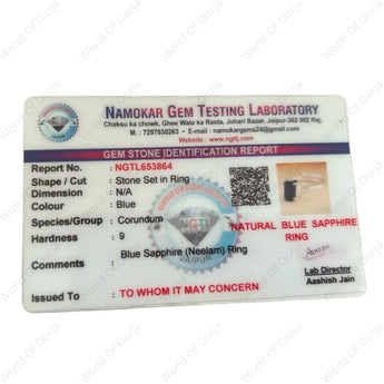 Lab Tested Blue Sapphire Neelam Ring