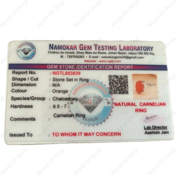 Certified Carnelian Gemstone Ring