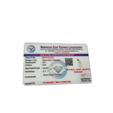 Lab test certificate of rose quartz pendant on a white background