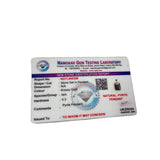 Lab test certificate for pyrite pendant rectangle shaped on a white background