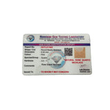 Gem Testing Laboratory identification card for rose quartz necklace on a white background