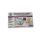 Gem Testing Laboratory identification card  of tiger eye necklace on a white background