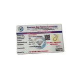 Gem Testing Laboratory certification card for amethyst necklace on a white background