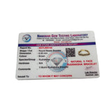 Gem Testing Laboratory identification card  for 5 mukhi rudraksha bracelet on a white background
