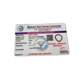 Gemstone identification report from Laboratory for lepidolite bracelet on a white background