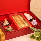 Aura Prosperity Gift Set with crystal bottle, pyrite, pyramid & candle