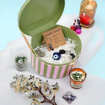 Premium gift box with crystals, keychains, candles and more
