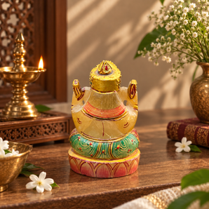 Yellow Quartz Ganesha Idol – 22K Gold Hand-Painted (442g)